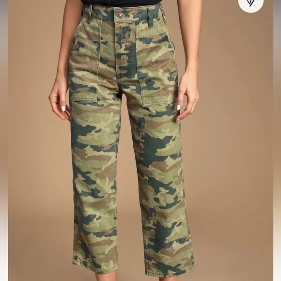 We The Free Free People Remy Camo High Waisted Wide Leg Jeans - Picture 6 of 16